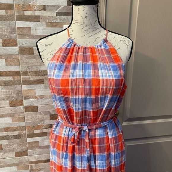 𝅺tommy HILFIGER Bayfront Plaid Belted Midi Dress Sz 8 - Picture 3 of 10